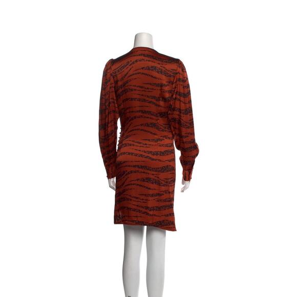 Anine Bing Penelope Wrap Orange and Black Tiger Print Silk Dress Small - Picture 3 of 10